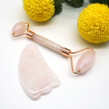 Natural rose quartz facial massager jade roller gua sha set